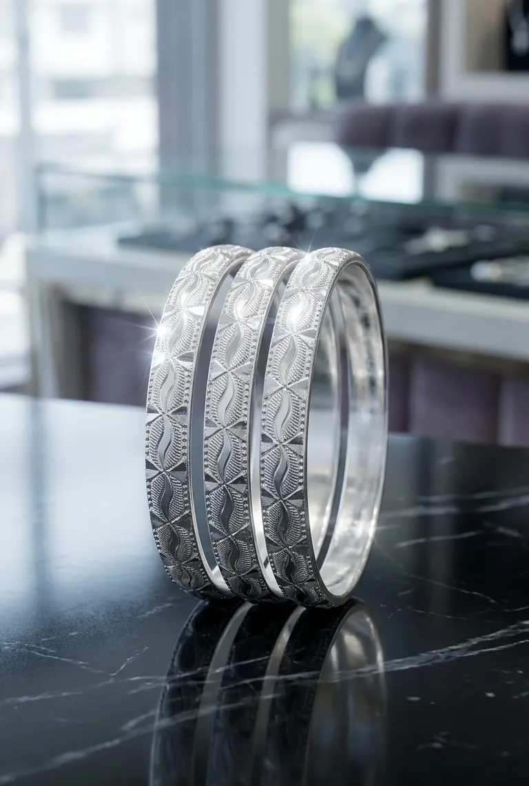 925 handmade silver bangals